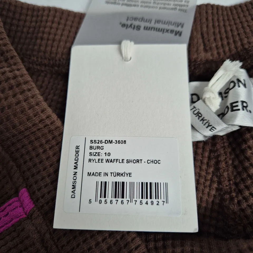 DAMSON MADDER RYLEE WAFFLE SHORT – CHOCOLATE, UK 10