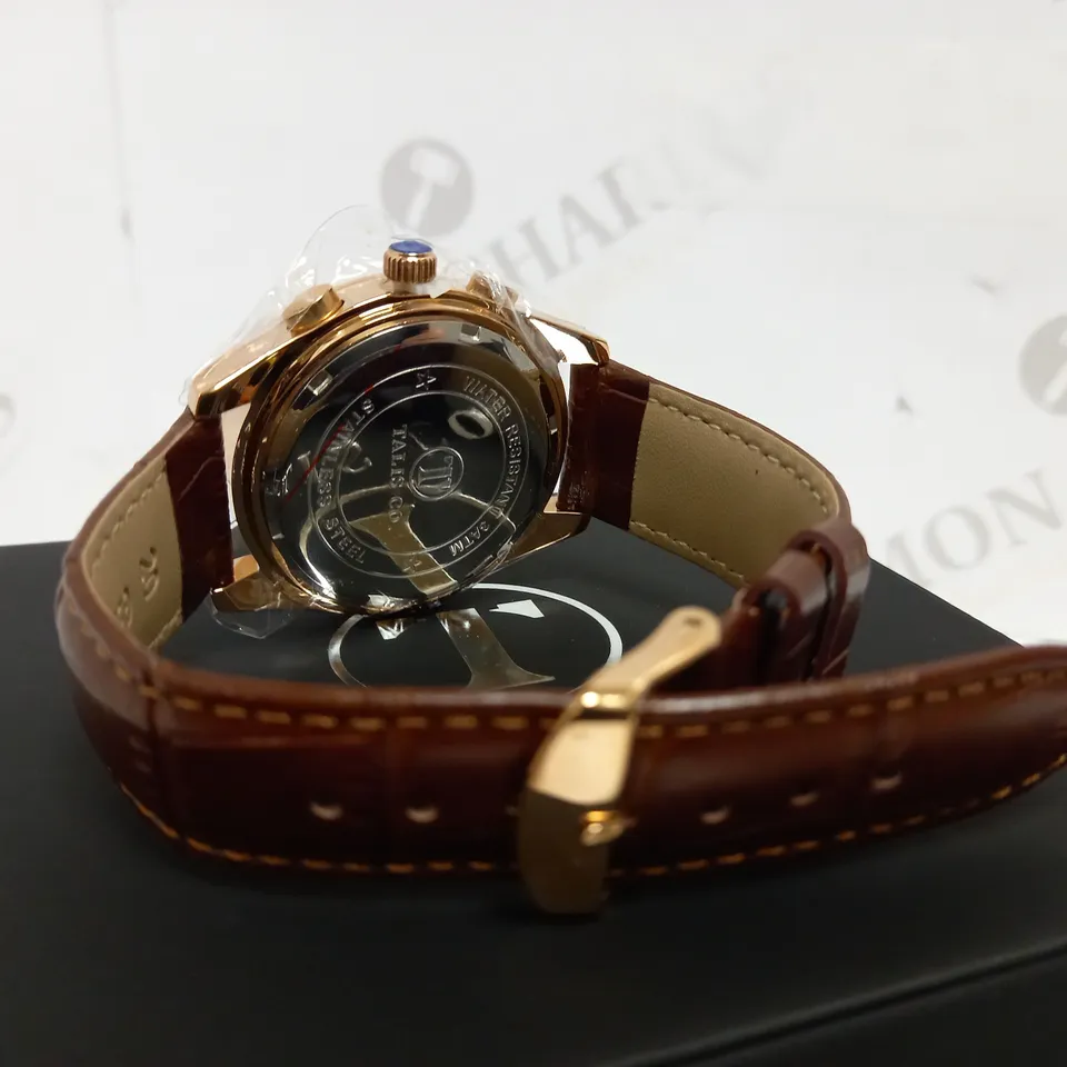 TALIS CO CHRONOGRAPH STYLE LEATHER STRAP WRISTWATCH