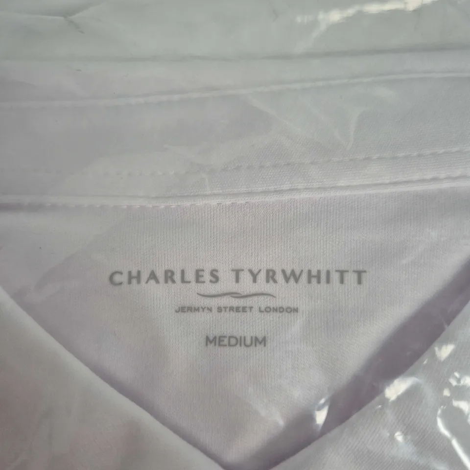 CHARLES TYRWHITT WHITE SHORT SLEEVE JERSEY POLO SHIRT – MEDIUM