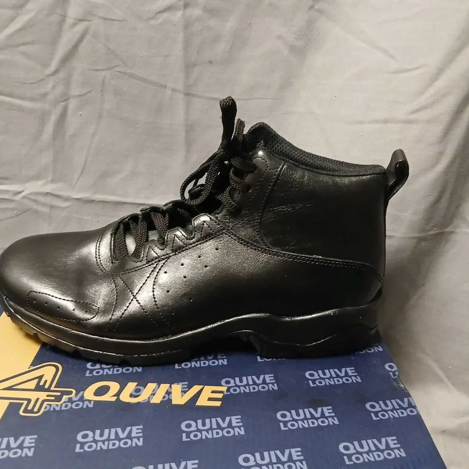 QUIVE LONDON BLACK LEATHER ANKLE BOOTS – MEN’S, UK 9 (EU 43) – BOXED