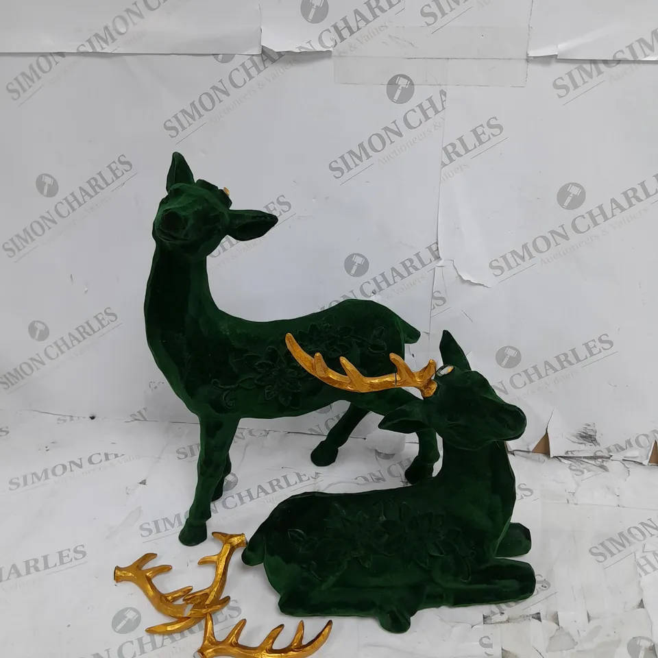 BOXED ALISON CORK SET OF 2 VELVET HENRY STAGS