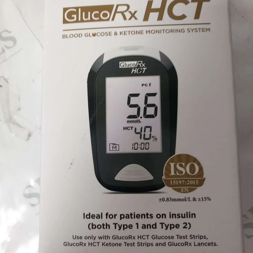 BOXED GLUCO RX HCT BLOOD GLUCOSE AND KETONE MONITORING SYSTEM