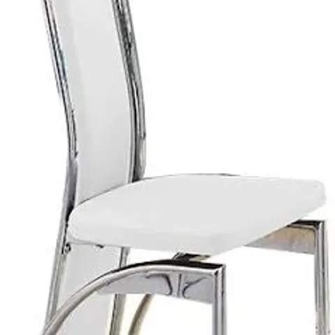 BOXED CHICAGO FAUX LEATHER DINING CHAIR IN CREAM WITH CHROME LEGS (2 BOXES)