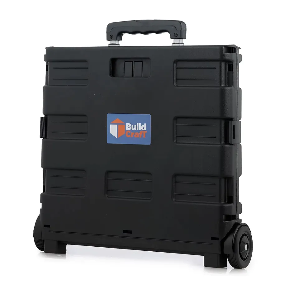 BUILDCRAFT FOLDING 35KG CAPACITY PLASTIC CART WITH WHEELS AND LID