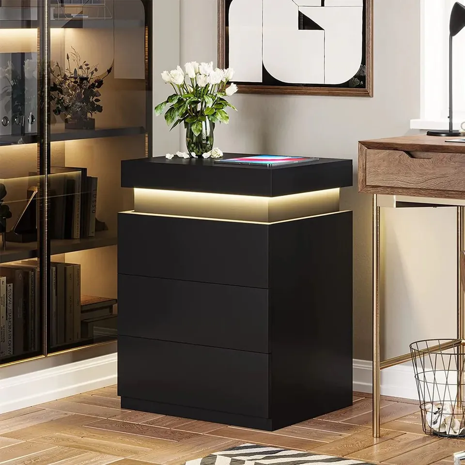 BOXED BEDSIDE TABLES - BLACK