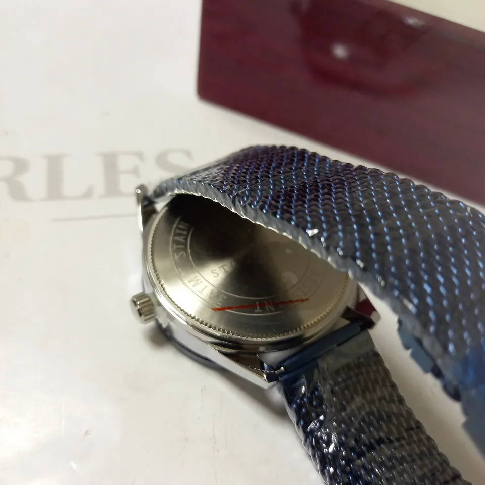 STOCKWELL AUTOMATIC TACHYMETER BLUE MESH STRAP WRISTWATCH  RRP £650
