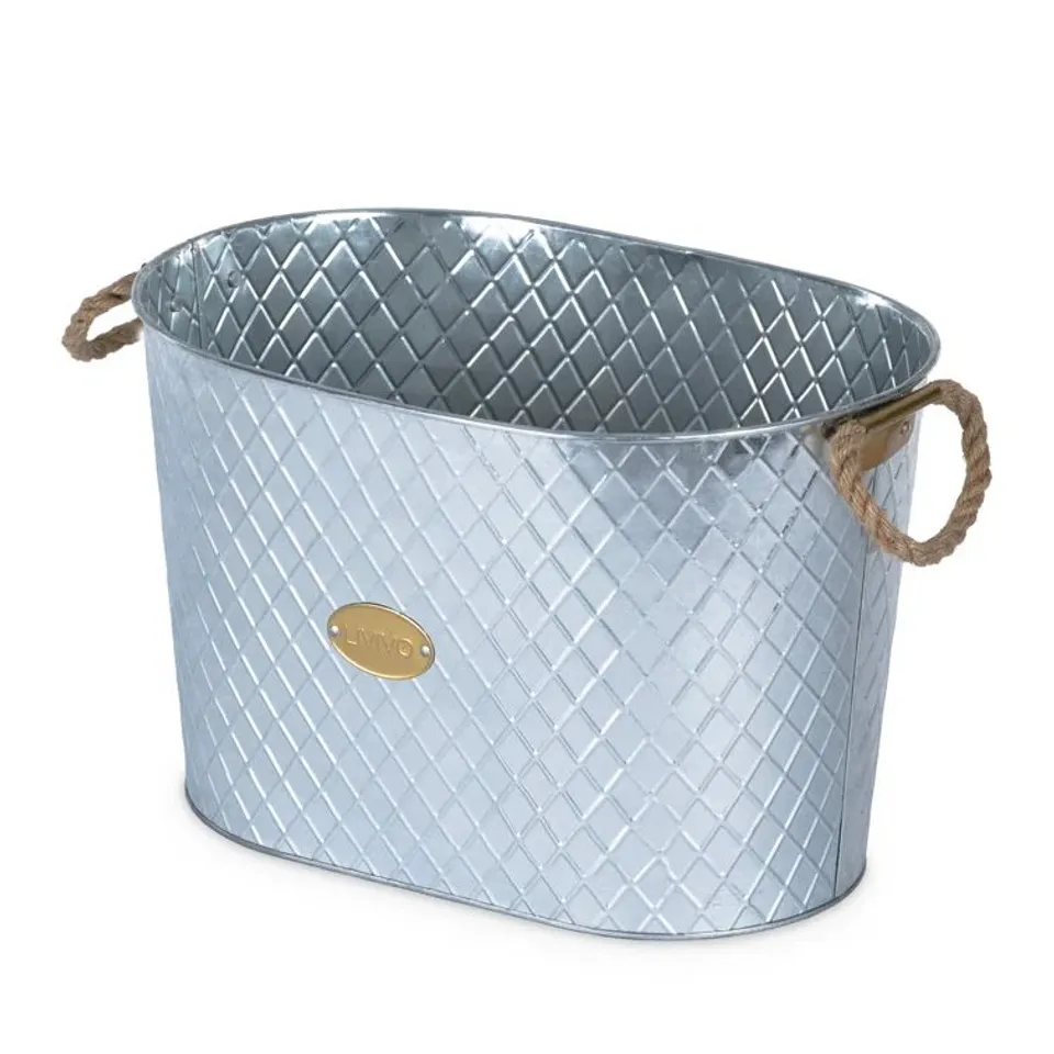 BOXED METAL ICE BUCKET WITH ROPE HANDLE 40.5 X 28.5 X 39 CM (1 BOX)