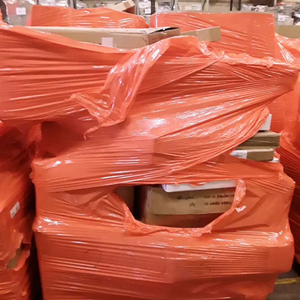 PALLET OF ASSORTED PRODUCTS INCLUDING ROUND BALLOON ARCH STAND, GAMING CHAIR, SHOWER SYSTEM