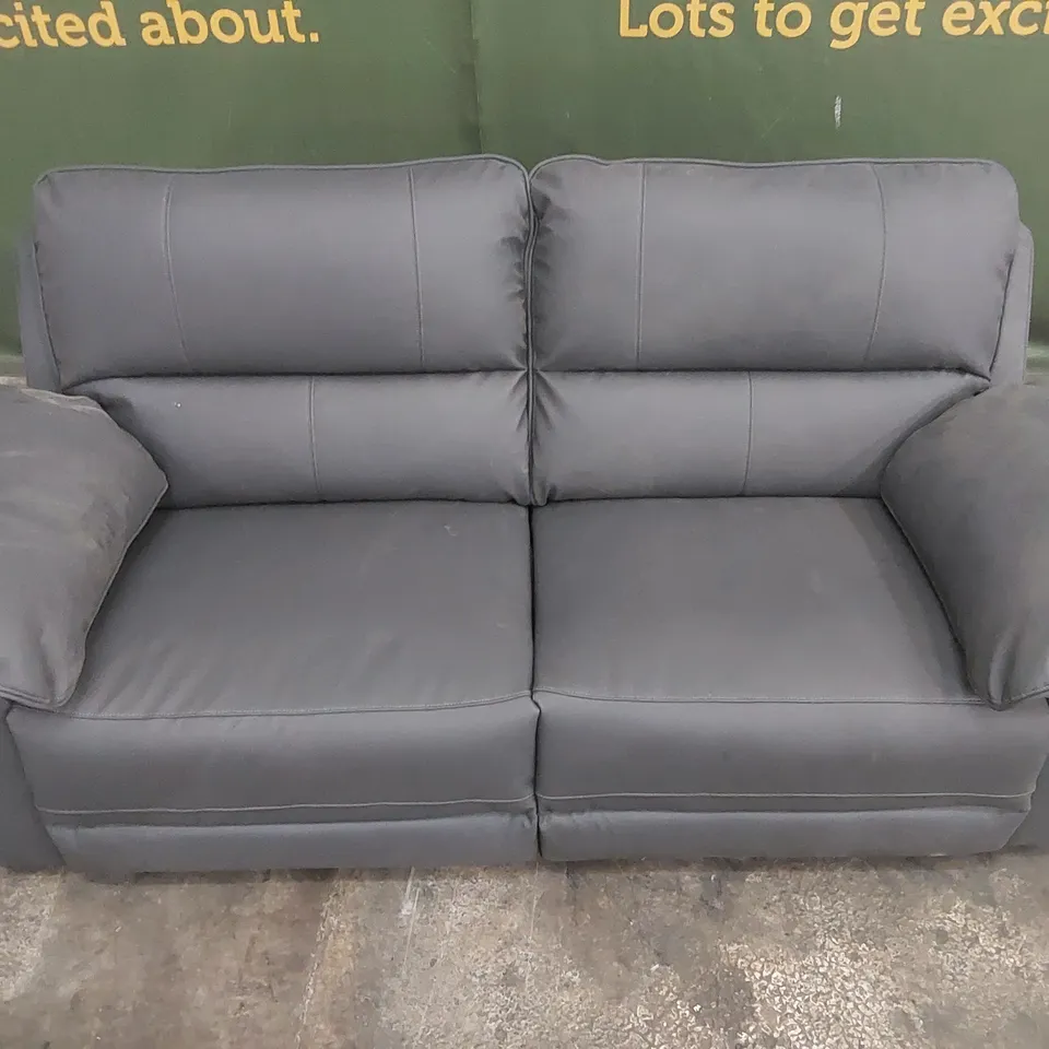 QUALITY DESIGNER 3 SEATER FAUX LEATHER MANUAL RECLINER SOFA - GREY