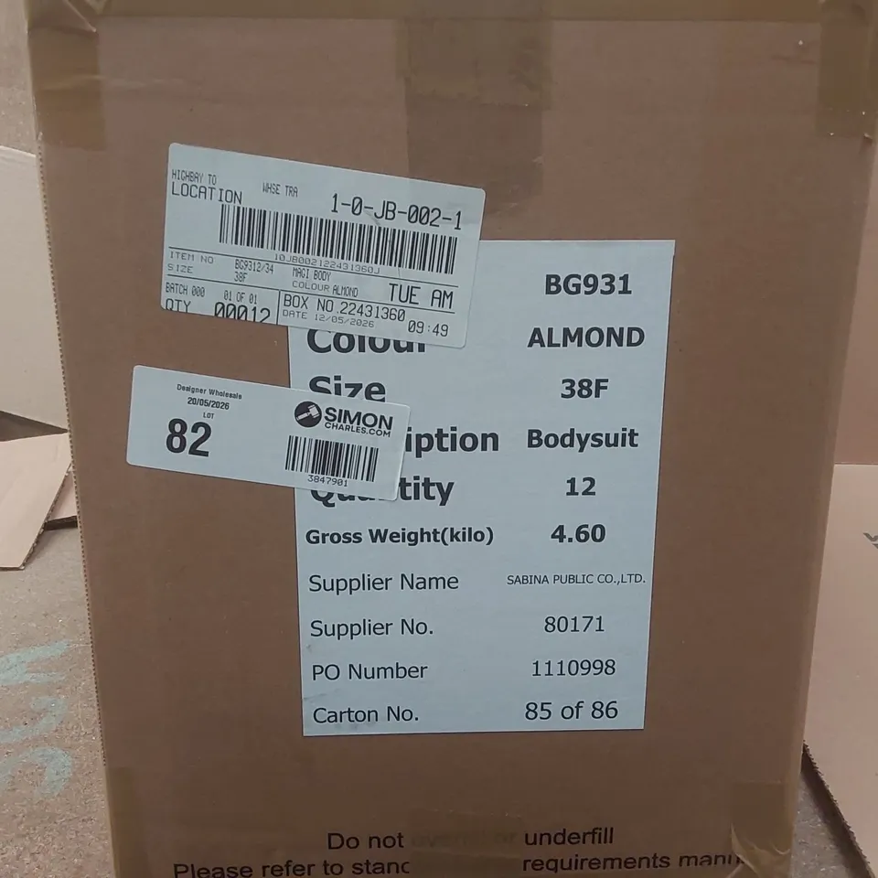 BOX CONTAINING APPROXIMATELY 12x BRAND NEW MAGISCULPT ALMOND BODYSUITS - SIZE 38F