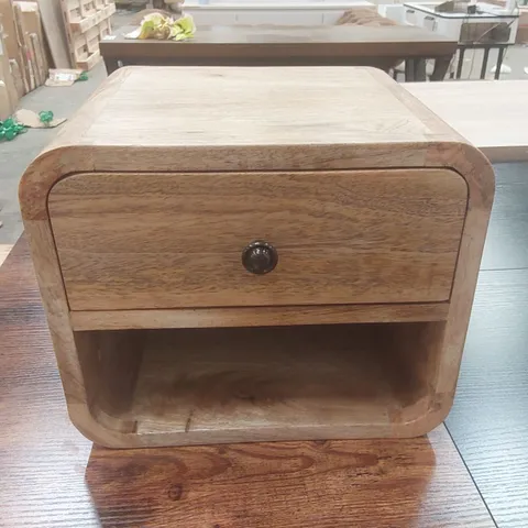 MINI CURVED CHESTNUT WALL MOUNTED BEDSIDE WITH OPEN SLOT