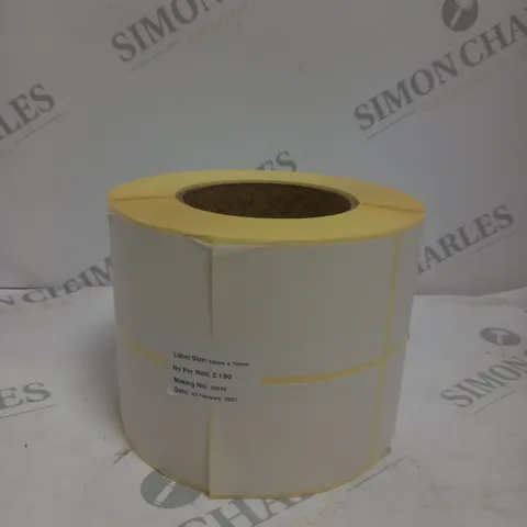 BOX OF 10 (2190 LABELS PER ROLL) PERMANENT ADHESIVE MATT THERMAL TRANSFER LABEL ROLLS - 50X70MM