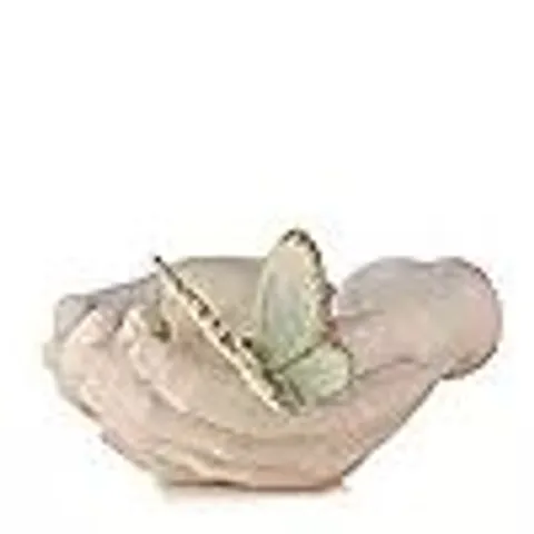 GARDEN REFLECTIONS BUTTERFLY HANDS BIRD FEEDER & BUTTERFLY SCULPTURE