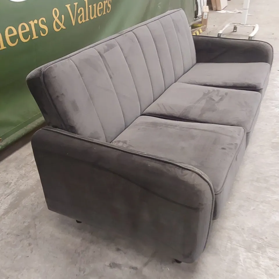 JENNIFER FABRIC COMPACT 3 SEATER SOFA - CHARCOAL VELVET RRP £349