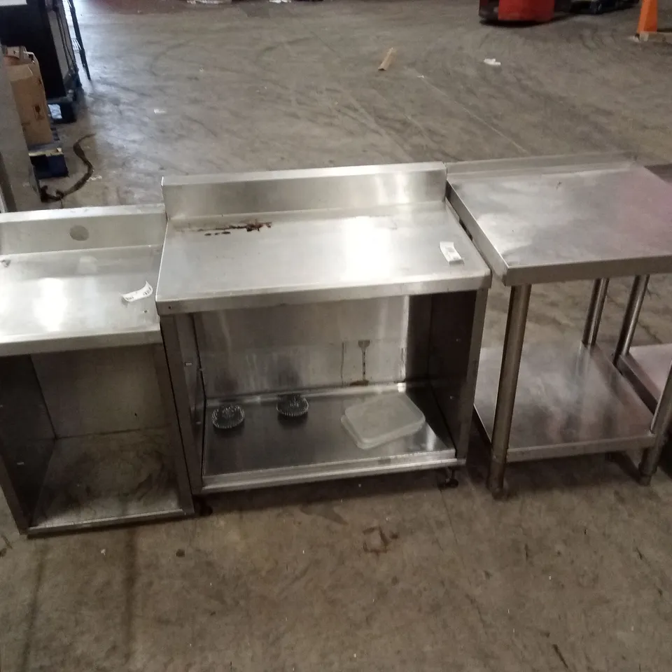SET OF STAINLESS STEEL COMMERCIAL KITCHEN COUNTERS