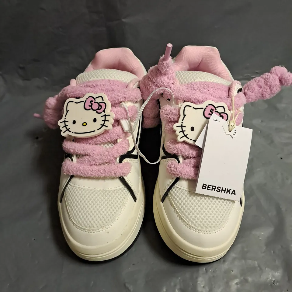 PAIR OF BERSHKA X SANRIO HELLO KITTY SHOES IN WHITE/BLACK/PINK SIZE UK 4