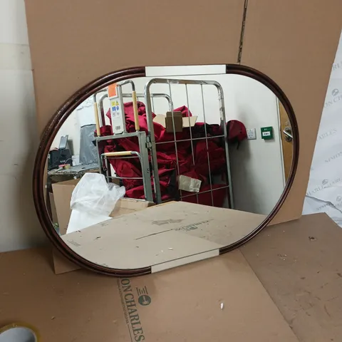 WOODEN/CHROME OVAL MIRROR - COLLECTION ONLY