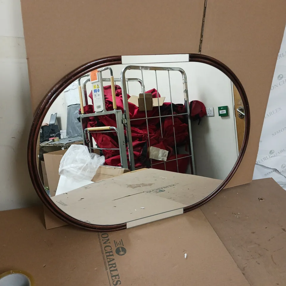 WOODEN/CHROME OVAL MIRROR - COLLECTION ONLY RRP £40