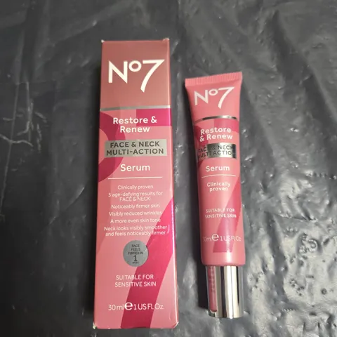 NO7 RESTORE AND RENEW FACE AND NECK MULTI-ACTION SERUM - 30ML