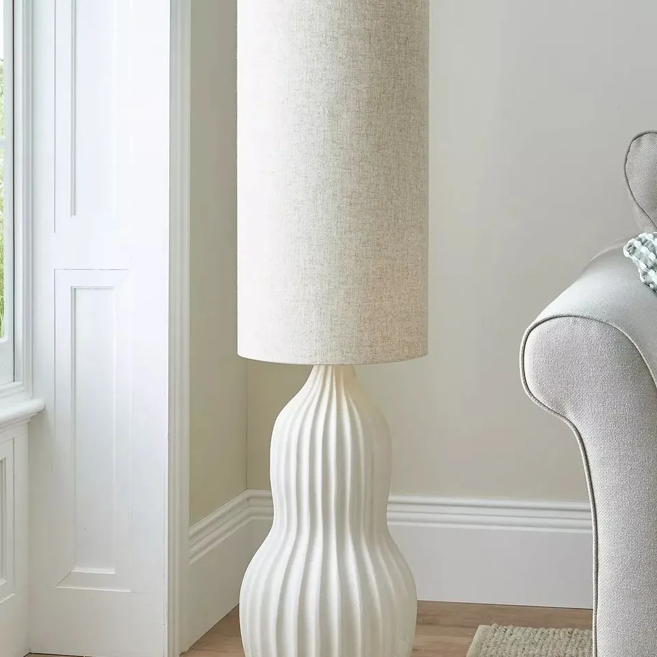 BOXED EVERLY FLOOR LAMP IN NATURAL COLOUR - COLLECTION ONLY