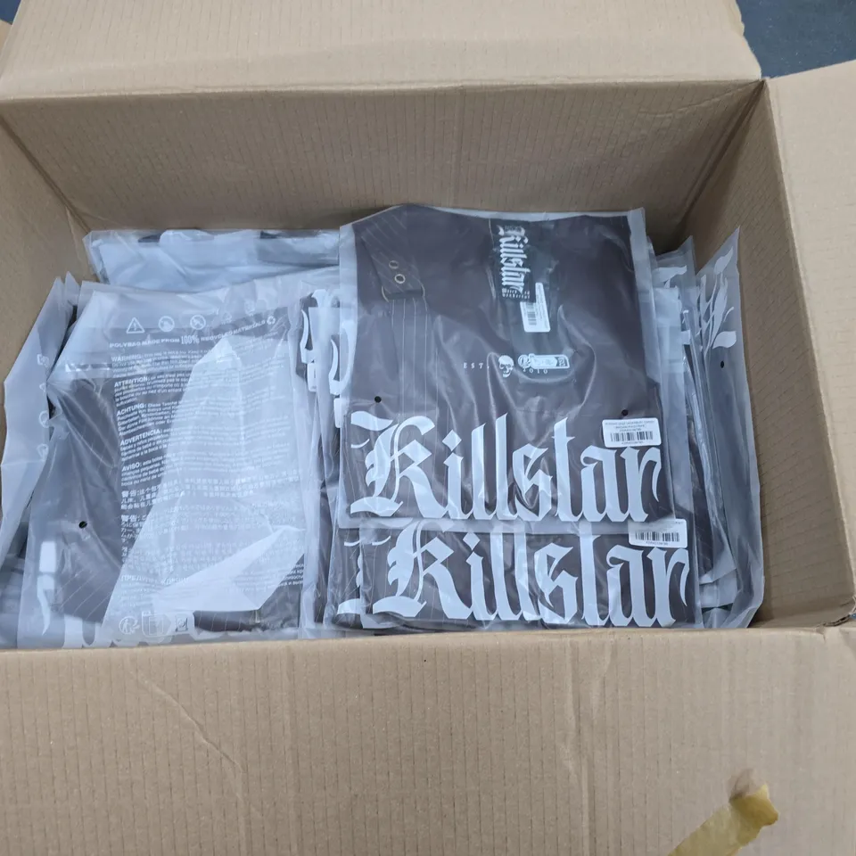 LOT OF APPROXIMATELY 30 BRAND NEW KILLSTAR CLOTHING ITEMS TO INCLUDE UNDERBUST CORSET AND ASHFALL DRESSES - VARIOUS SIZES