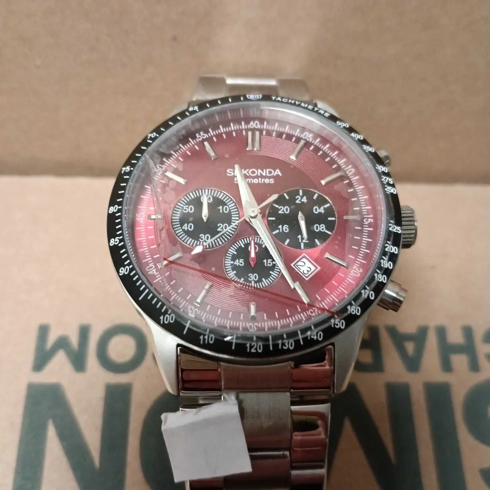 SEKONDA CHRONOGRAPH WATCH WITH RED DIAL