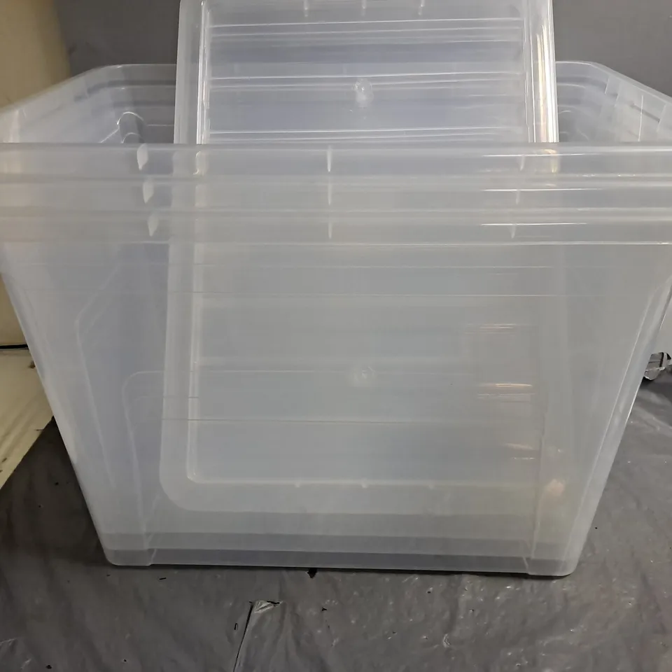 LOT OF 3 KLASS 80L CLEAR STORAGE BOXES WITH LIDS