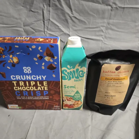 APPROXIMATELY 5 ASSORTED FOOD &DRINK ITEMS TO INCLUDE -CEREALM SMUG MILK AND COFFEE BEANS   - COLLECTION ONLY