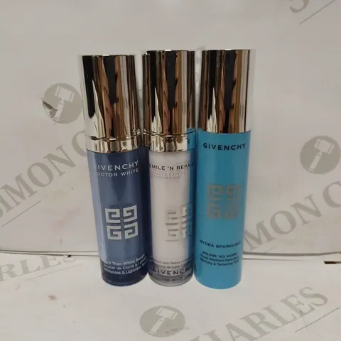 LOT OF APPROXIMATELY 11 GIVENCHY PRODUCTS TO INCLUDE 7 DOCTOR WHITE MORE THAN WHITE SERUM (30ml), 2 SMILE 'N REPAIR WINKLE CORRECTION SERUM (30ml), 2 HYDRA SPARKLING MATIFYING FLUID (30ml)