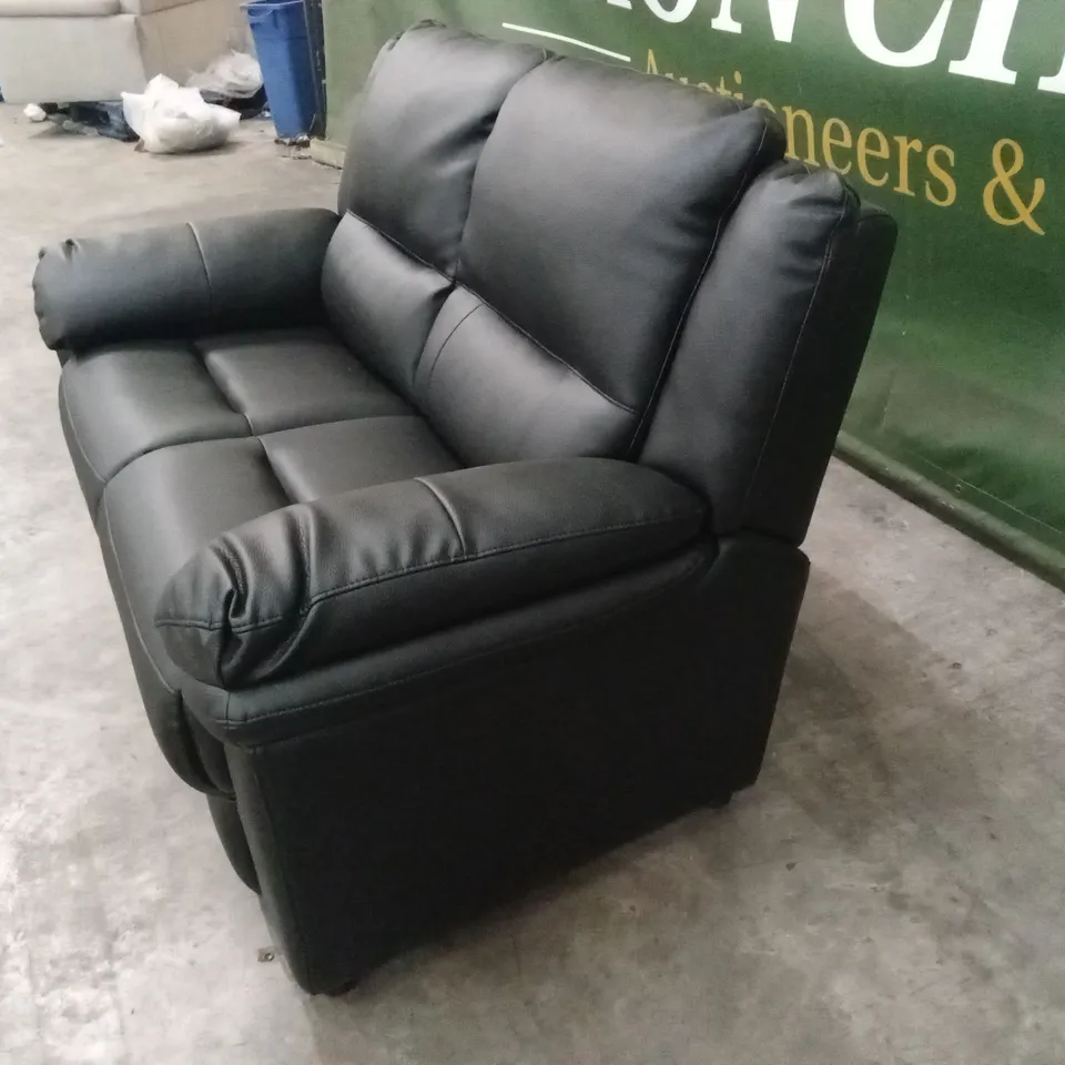 ALBION LUXURY FAUX LEATHER HIGH BACK 2 SEATER SOFA - BLACK RRP £519