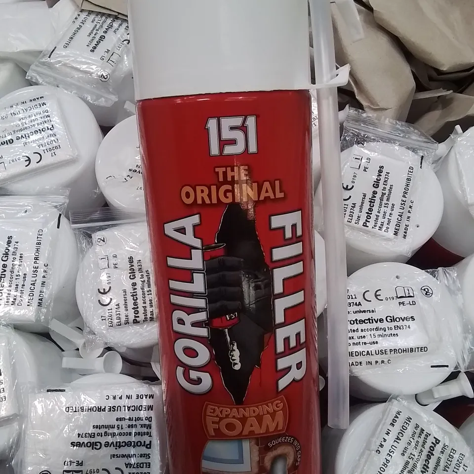 BOX CONTAINING APPROXIMATELY 30 CANS OF GORILLA FILLER