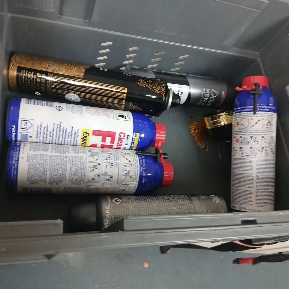 APPROXIMATELY 18 ASSORTED AEROSOL SPRAYS TO INCLUDE; ASSORTED HEALTH & BEAUTY AND HOUSEHOLD ITEMS – DEODORANTS, SHAVING GEL, SKIN CARE & CLEANERS