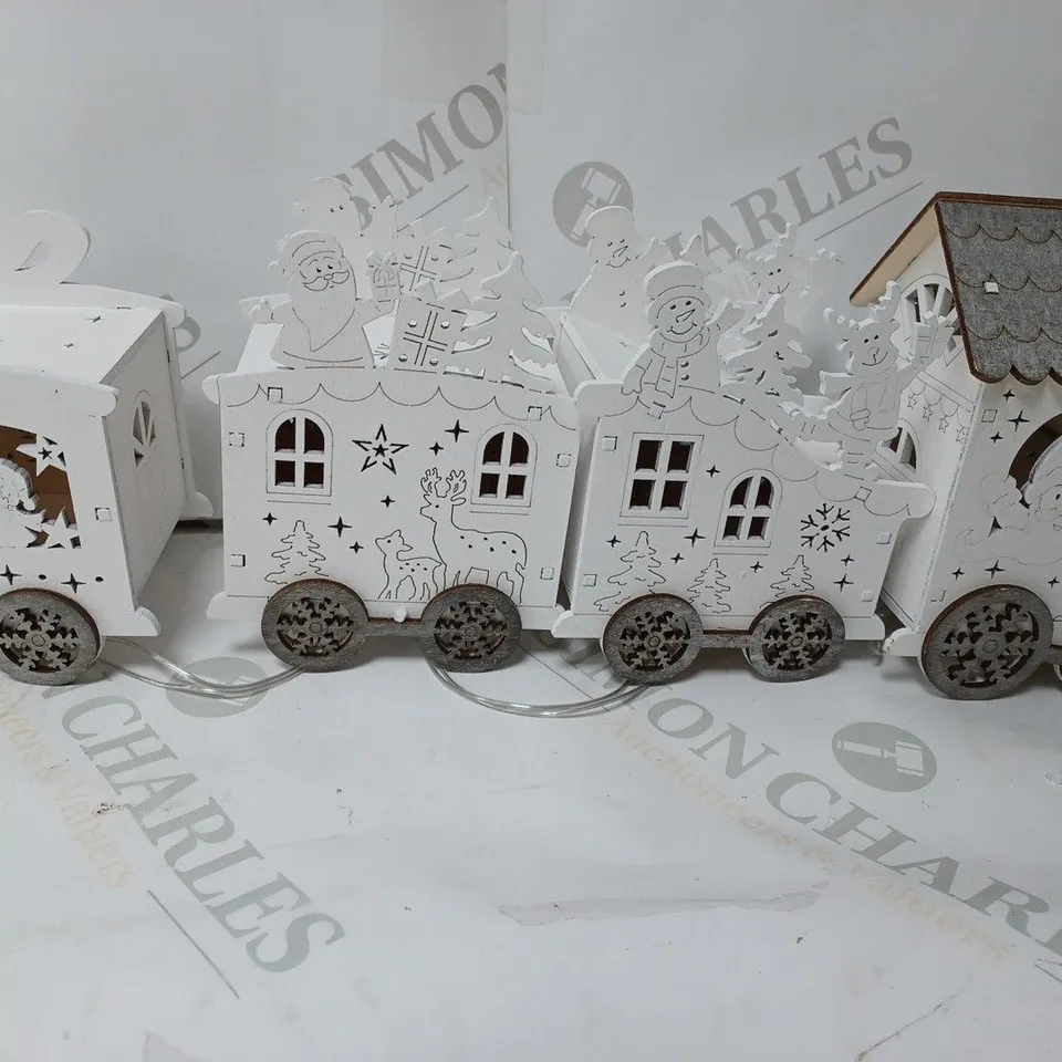 HOME REFLECTIONS PRE-LIT WOODEN WHITE TRAIN DECOR