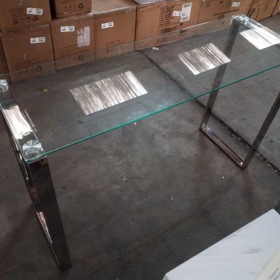 ADITYA CHROME AND TEMPERED GLASS CONSOLE HALLWAY TABLE - MODERN DESIGN LIVING ROOM TABLE