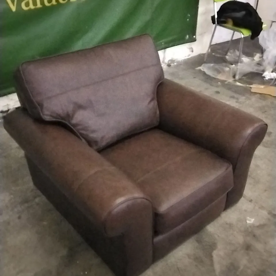 QUALITY DESIGNER LOUNGE CO ARMCHAIR IN CHOCOLATE BROWN LEATHER