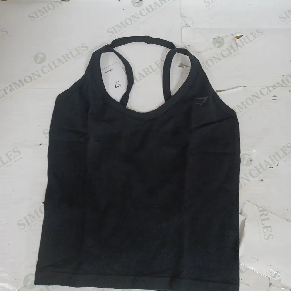 GYMSHARK RIBBED COTTON SEAMLESS REGULAR TANK IN BLACK SIZE M