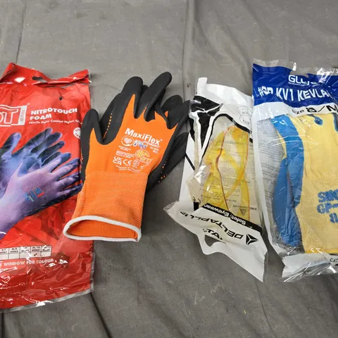 APPROXIMATELY 20 ASSORTED SAFETY CLOTHING PRODUCTS TO INCLUDE GLOVES & GLASSES 