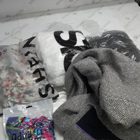 BOX OF ASSORTED CLOTHING ITEMS TOO INCLUDE JUMPERS, SHIRTS AND TROUSERS IN VARIOUS SIZES AND COLOURS