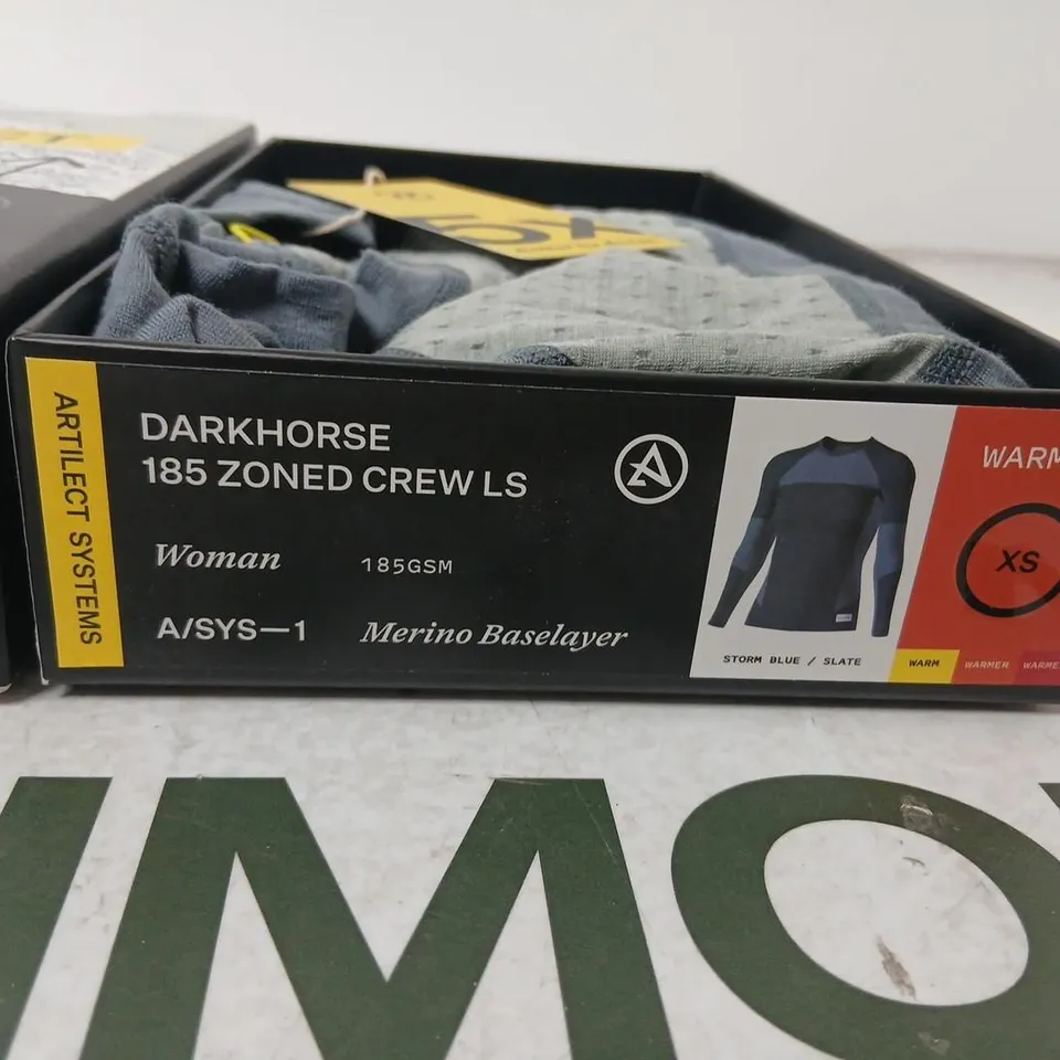ARTILECT SYSTEMS A/SYS-1 DARKHORSE 185 ZONED CREW LS MERINO BASELAYER – STORM BLUE/SLATE, UK 6 (XS)