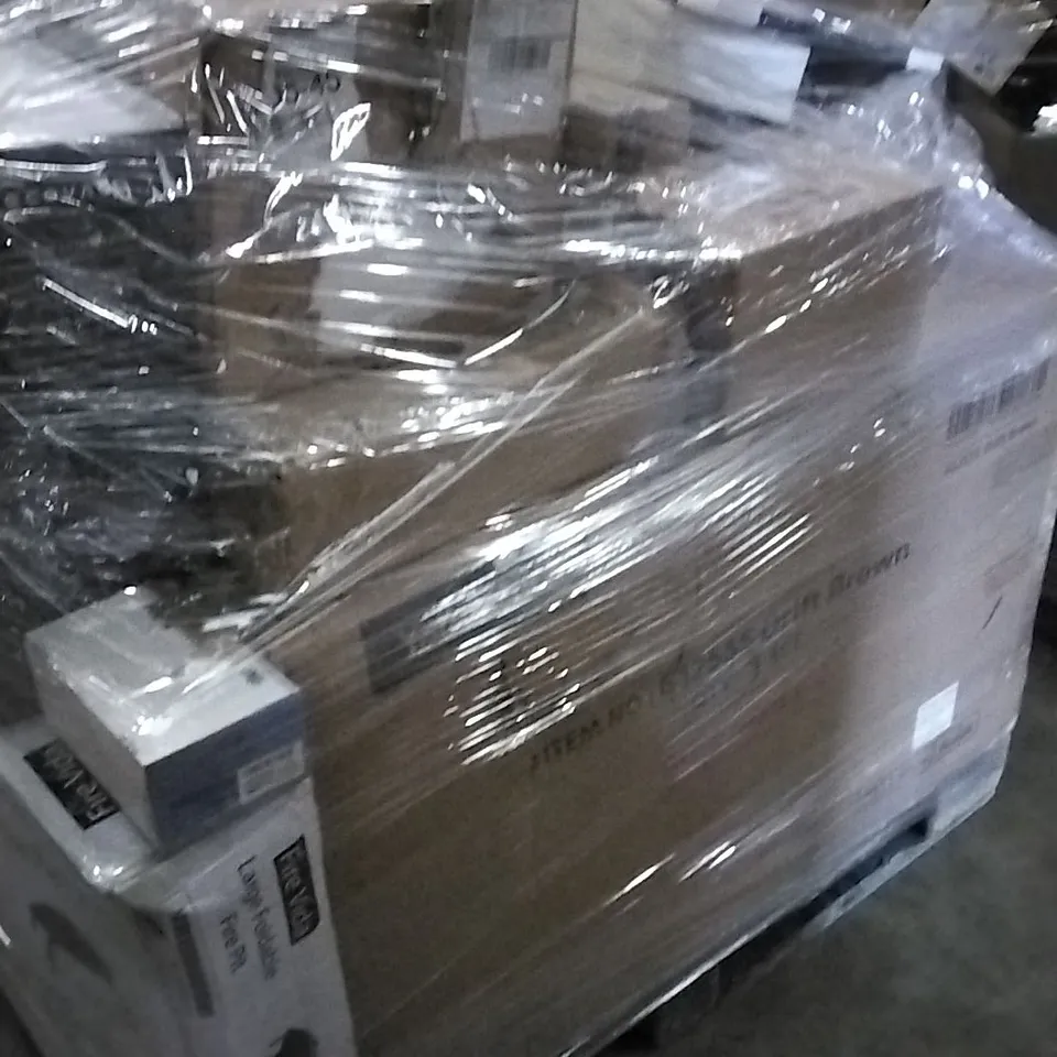 PALLET OF UNPROCESSED ITEMS TO INCLUDE 32" DESIGNER MONITOR, ECOVACS VACUUM MOPPING ROBOT, AND LARGE FOLDABLE FIRE PIT