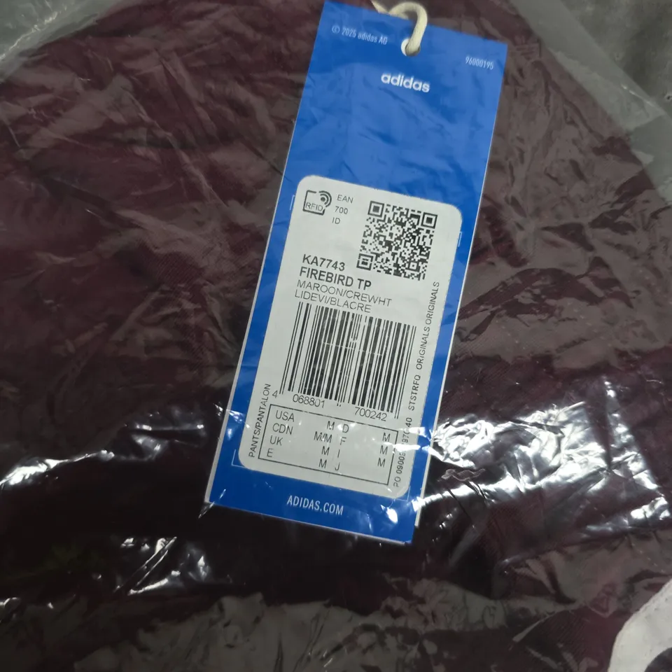 ADIDAS FIREBIRD TP TRACK PANTS – MAROON, SIZE M