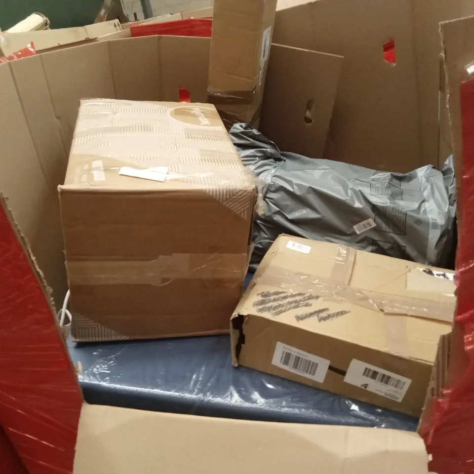 PALLET OF ASSORTED HOUSEHOLD GOODS AND PRODUCTS TO INCLUDE; BOXED FURNITURE, MATTRESS PRODUCTS ETC