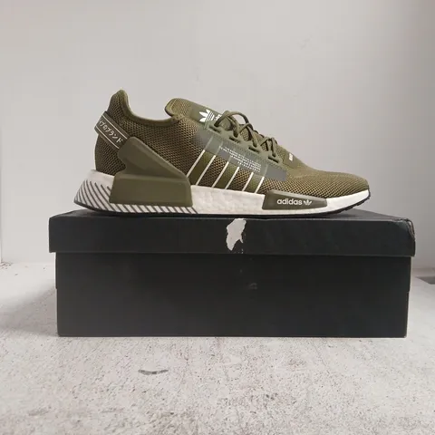 BOXED PAIR OF ADIDAS NMD_R1 V2 TRAINERS IN ARMY GREEN SIZE UK 11