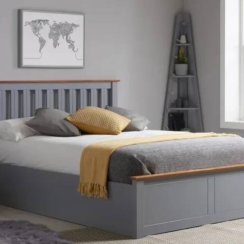 BOXED BIRLEA PHOENIX 4FT6 DOUBLE WOODEN OTTOMAN BED - GREY (4 BOXES)