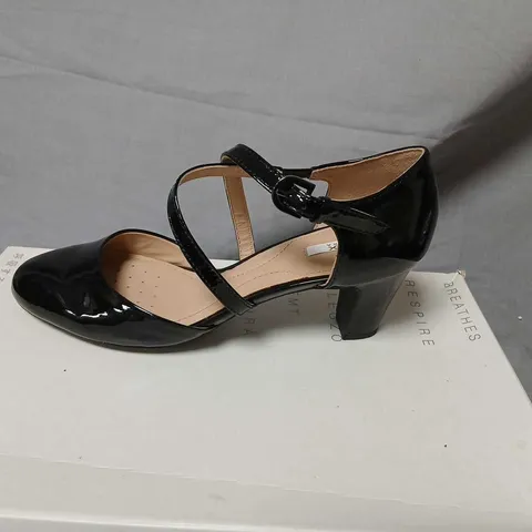 GEOX RESPIRA MARIE CLAIRE BLACK PATENT LEATHER HEELED SHOES – UK 3 (EU 36)