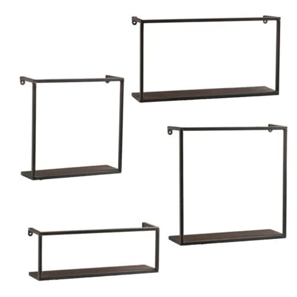 BOXED HOLLY & MARTINI ZYTHER  METAL WALL MOUNTED  SHELF SET, ANTIQUE BRASS  FINISH SET OF 4