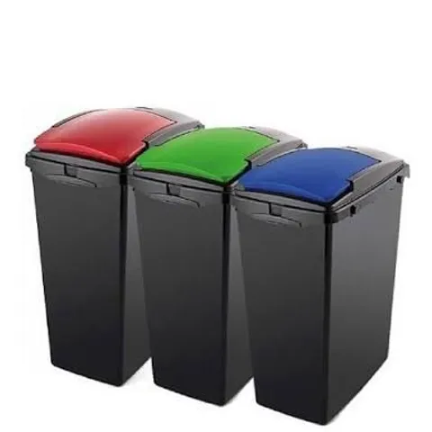 BOXED SET OF 3 RECYCLING UTILITY BINS 40L