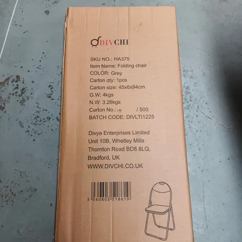 DIV CHI GREY FOLDING CHAIR BOXED
