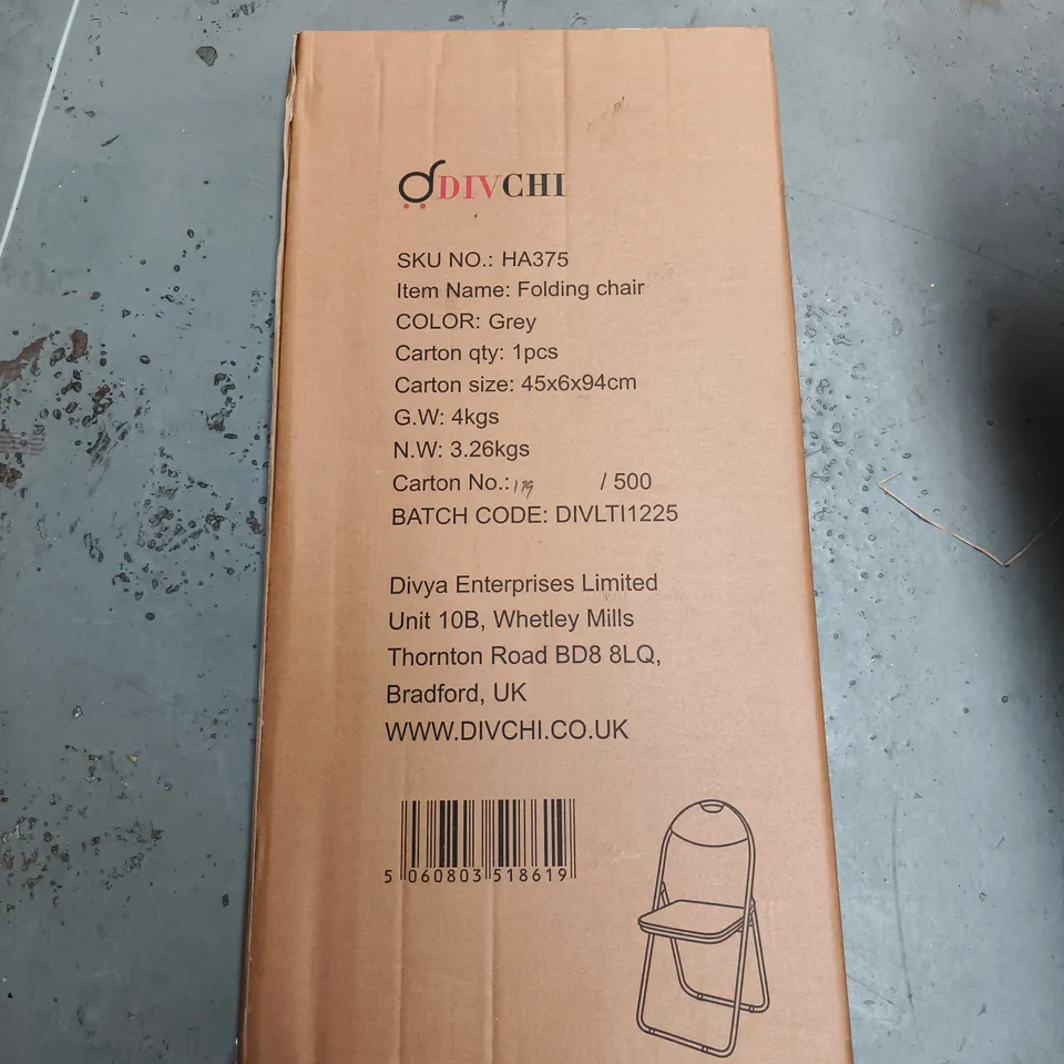 DIV CHI GREY FOLDING CHAIR BOXED