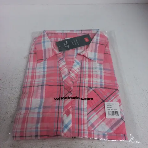 COTTON TRADERS SEERSUCKER SHIRT – PINK PLAID - 14